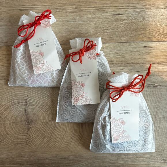 VPL x Athleta Japanese Vintage Kimono Face Masks Set of 3 - Picture 7 of 7